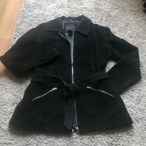 Genuine Leather Black Suede Jacket. Size M